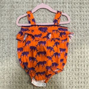 Girls Orange & Purple Tiger Print One-Piece Bodysuit
